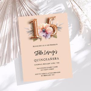 Rose gold peach floral Quinceanera