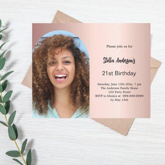 Rose gold photo arch birthday