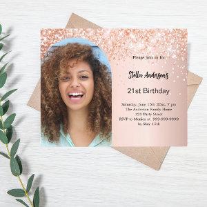 Rose gold photo arch confetti birthday