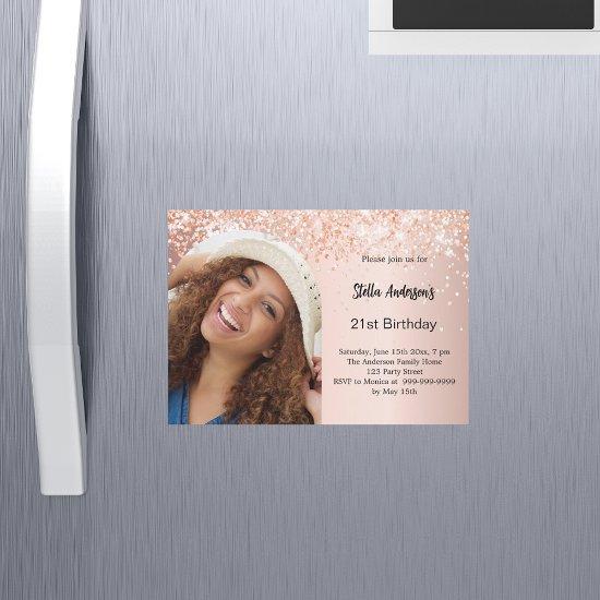 Rose gold photo arch confetti birthday magnetic