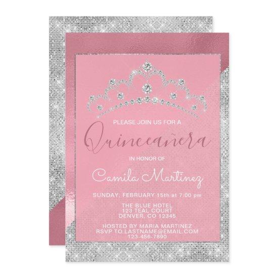 Rose Gold - Pink and Silver Sparkle Quinceanera