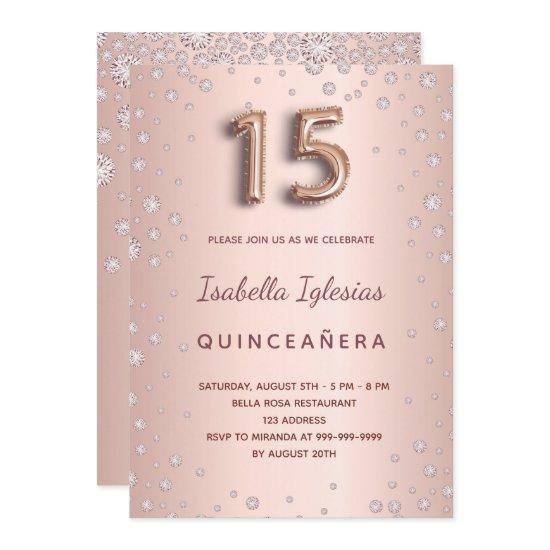 Rose gold pink diamonds Quinceanera