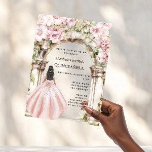 Rose gold pink florals arch dress Quinceanera Acrylic