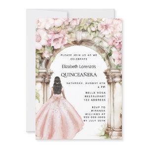 Rose gold pink florals arch dress Quinceanera