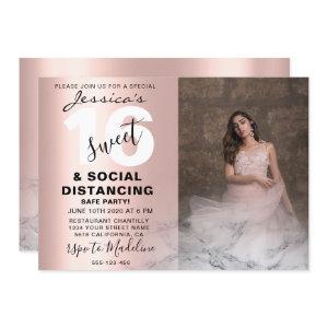 Rose gold pink marble Sweet 16 Birthday Photo Chic