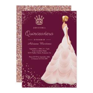 Rose Gold Princess Dress Magenta Quinceanera