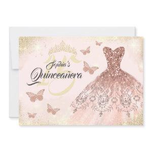 Rose Gold Quinceanera Butterfly Dress