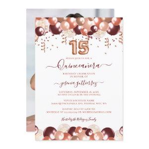 Rose Gold Quinceañera Glitter Balloon Photo