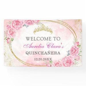 Rose Gold Quinceanera Miss Quince 15 Anos Birthday Banner
