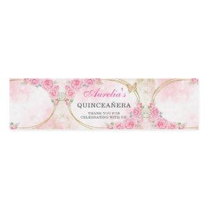 Rose Gold Quinceanera Miss Quince 15 Anos Birthday Water Bottle Label