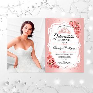 Rose Gold Quinceanera Party With Photo