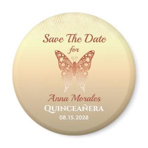 Rose Gold Quinceanera Save The Date Magnet