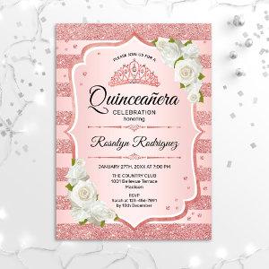 Rose Gold Quinceanera - White Roses