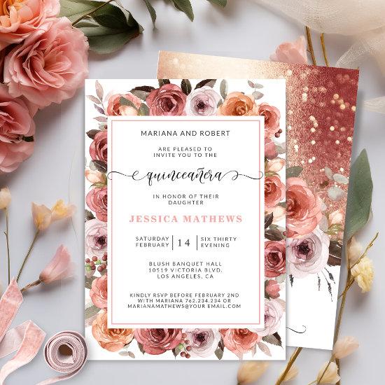 Rose Gold Quinceañera with Pink and Blush Floral
