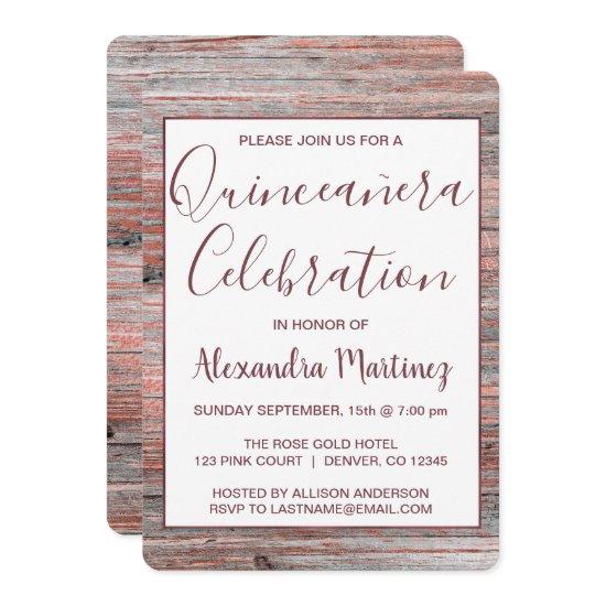 Rose Gold Rustic Wood Quinceanera Celebration
