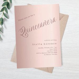 Rose gold script elegant Quinceanera