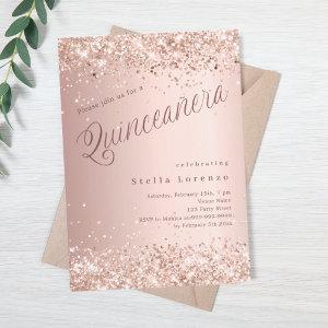 Rose gold script elegant Quinceanera