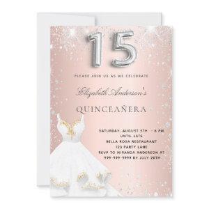 Rose gold silver dress Quinceanera