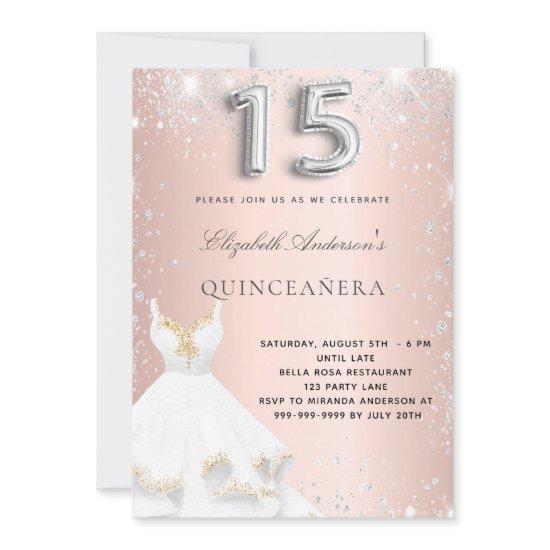 Rose gold silver dress Quinceanera