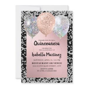 Rose Gold Silver Glitter Balloons Quinceañera