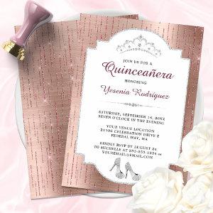 Rose Gold Sparkle Diamond Tiara Quinceañera