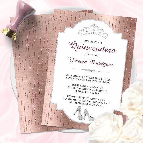 Rose Gold Sparkle Diamond Tiara Quinceañera