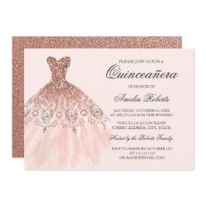 Rose Gold Sparkle Dress Quinceanera