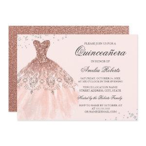 Rose Gold Sparkle Dress Quinceanera
