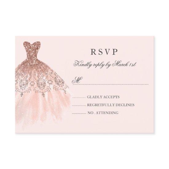 Rose Gold Sparkle Dress Quinceanera RSVP