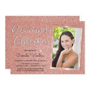 Rose Gold Sparkle Glitter Quinceañera Celebration