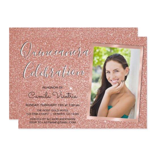Rose Gold Sparkle Glitter Quinceañera Celebration