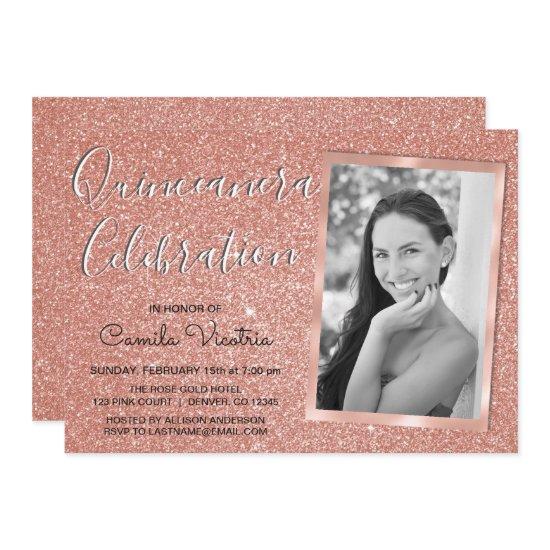 Rose Gold Sparkle Glitter Quinceañera Celebration