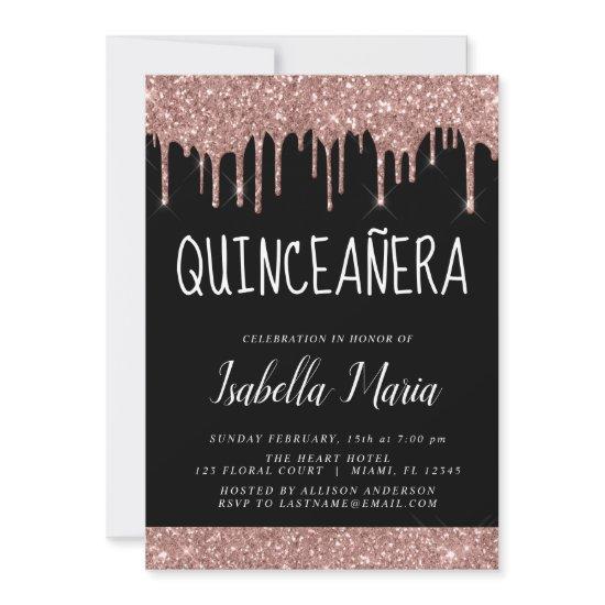 Rose Gold Sparkle Glitter Quinceañera Celebration