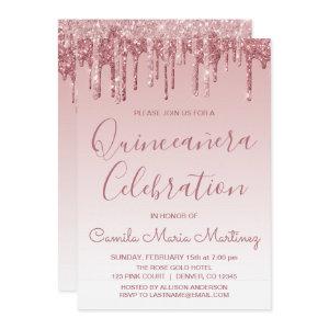 Rose Gold Sparkle Glitter Quinceanera Celebration