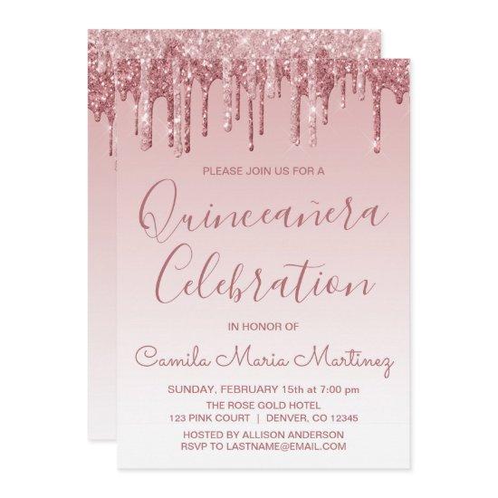 Rose Gold Sparkle Glitter Quinceanera Celebration