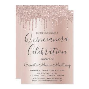 Rose Gold Sparkle Glitter Quinceanera Celebration