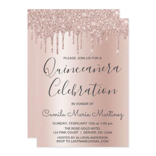 Rose Gold Sparkle Glitter Quinceanera Celebration