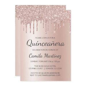 Rose Gold Sparkle Glitter Quinceanera Celebration