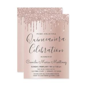 Rose Gold Sparkle Glitter Quinceanera Celebration