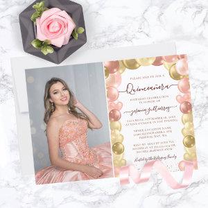 Rose Gold Sparkle Photo Quinceañera Balloon