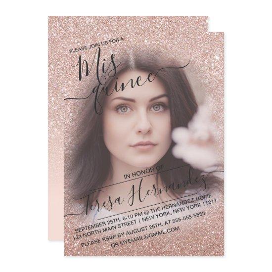 Rose Gold Sparkly Glitter Ombre Photo Quinceañera