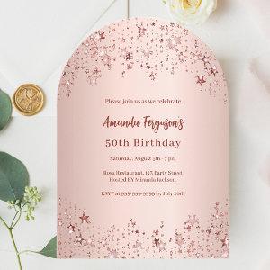 Rose gold stars birthday arch