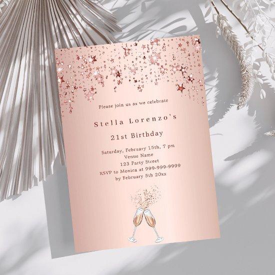 Rose gold stars cheers birthday