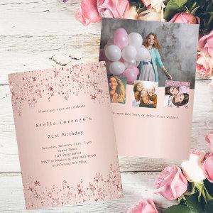 Rose gold stars photo collage birthday