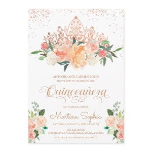 Rose Gold Tiara & Blush Pink Florals Quinceanera