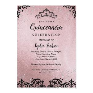 Rose Gold Tiara Damask Quinceanera