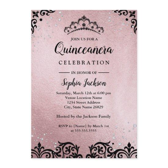 Rose Gold Tiara Damask Quinceanera