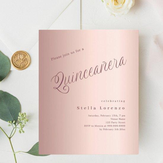 Rose gold typography budget Quinceanera