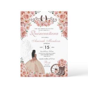Rose Gold Western Charra Floral Boots Quinceañera