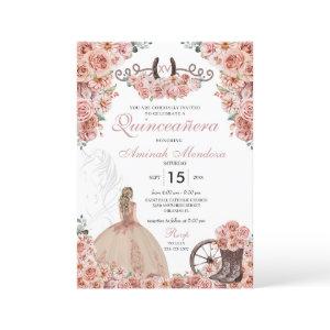 Rose Gold Western Charra Floral Boots Quinceañera